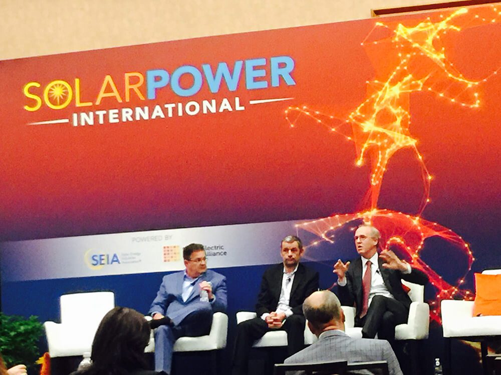 NEXTracker CEO Dan Shugar joined other industry executives to discuss halving large scale solar costs by 2030, during SPI 2017