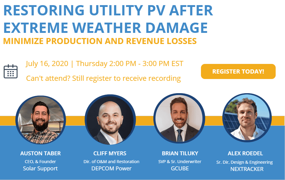 July 16th Webinar: Restoring Utility PV After Extreme Weather Damage