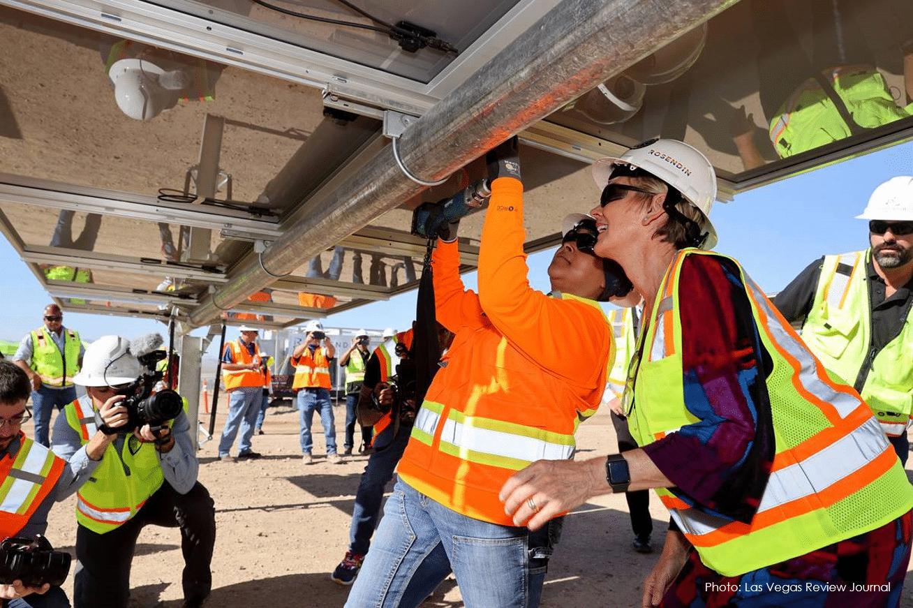 Construction Working Setting Solar Panels